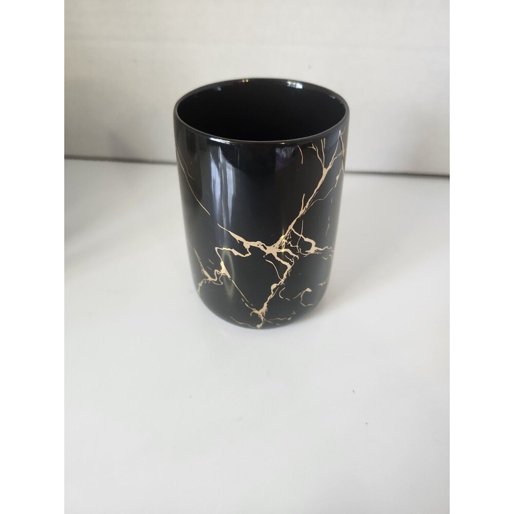 Ceramic Toothbrush Holder Tumbler Bathroom Ceramic Porcelain Cup -black & White
